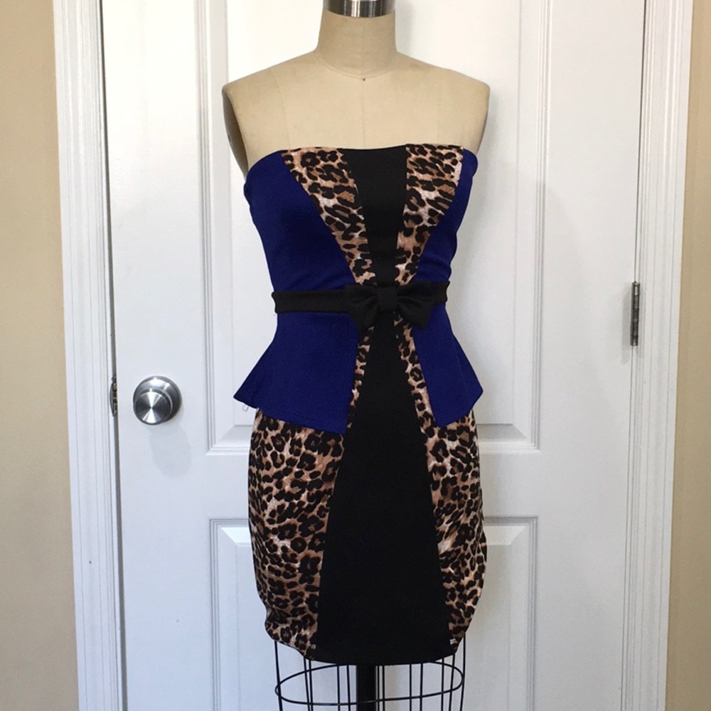 Strapless Leopard Print Dress